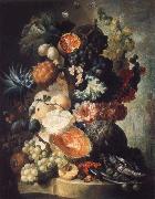 Jan van Os Fruit,Flwers and a Fish Sweden oil painting artist
